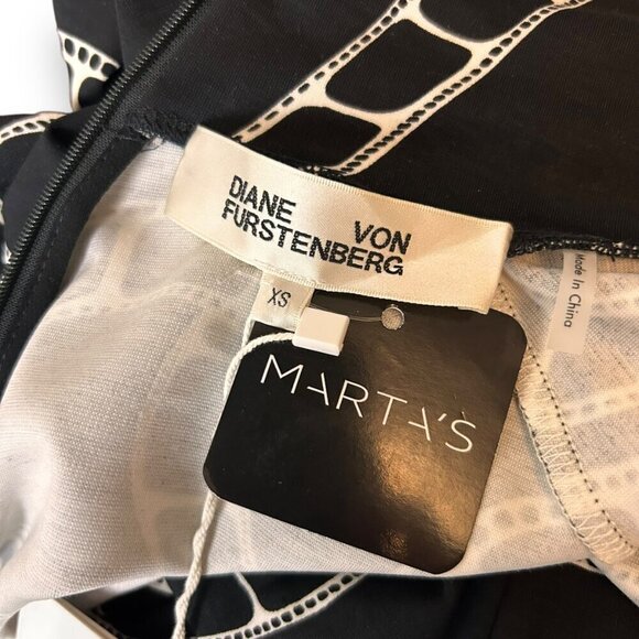 NWT DVF Diane Von Furstenburg Briony Movie Chain A-line Dress Knee Length Sz XS - Picture 10 of 11